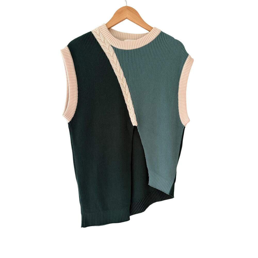 SKFK Organic Cotton Colorblock Knit Sweater Vest Tunic Fairtrade GOTS